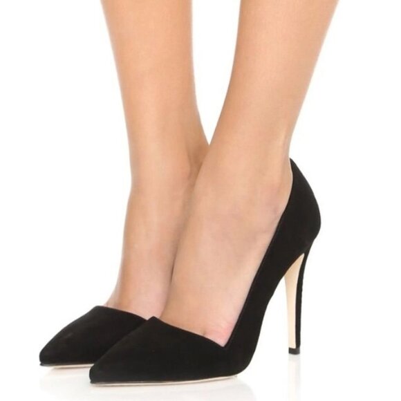 Alice + Olivia Shoes - Alice + Olivia Pumps High Heels Dina Blue Suede Leather Pointy Toe size 38